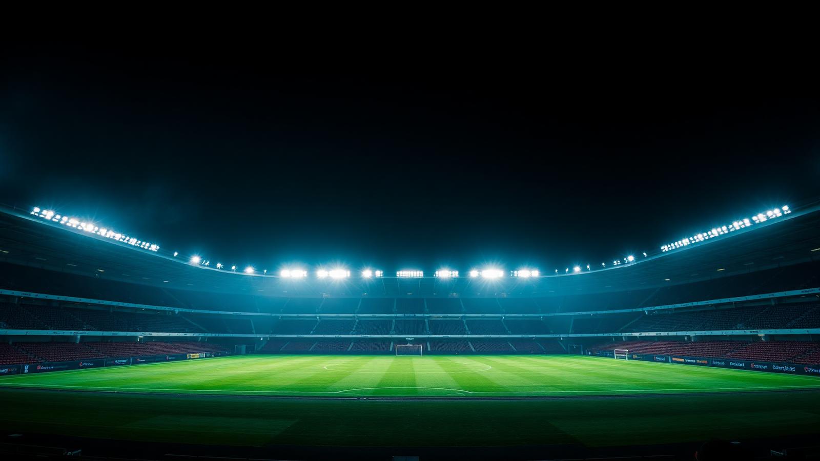 Floodlit Italian football stadium at night